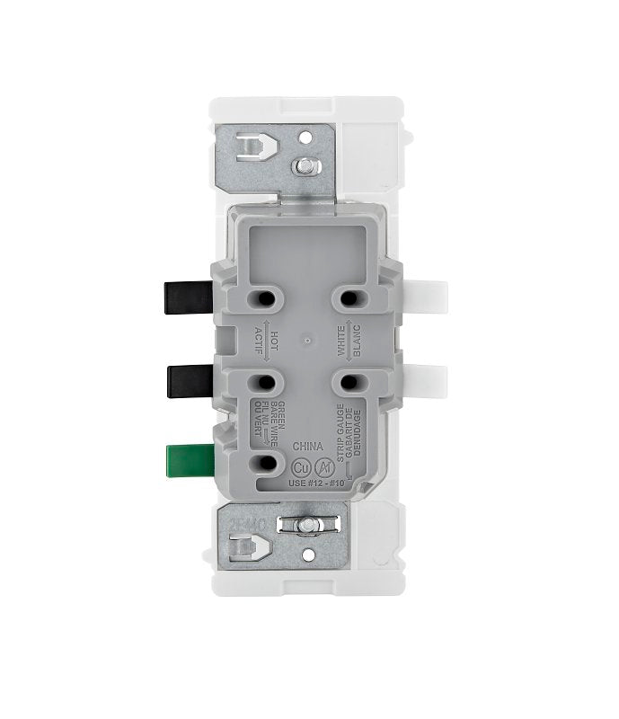 Leviton Lever Edge E5825-W Duplex Outlet, 2-Pole, 20 A, 125 V, NEMA: NEMA 5-20R, White