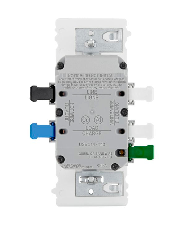 Leviton Lever Edge EGFT1-W GFCI Outlet, 125 V, 15 A, Solid Copper, Stranded Wiring, White