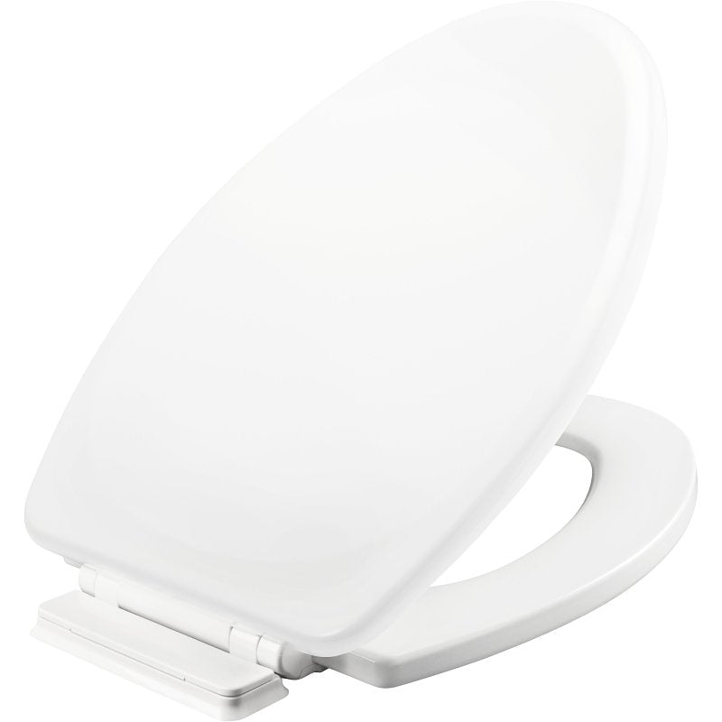 Mayfair 1878SLW000 Toilet Seat, Oval, Wood, White, Modern Hinge