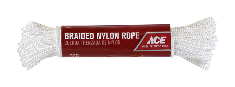 Ace 1/8 in. D X 48 ft. L White Braided Nylon Rope, Pack of 6