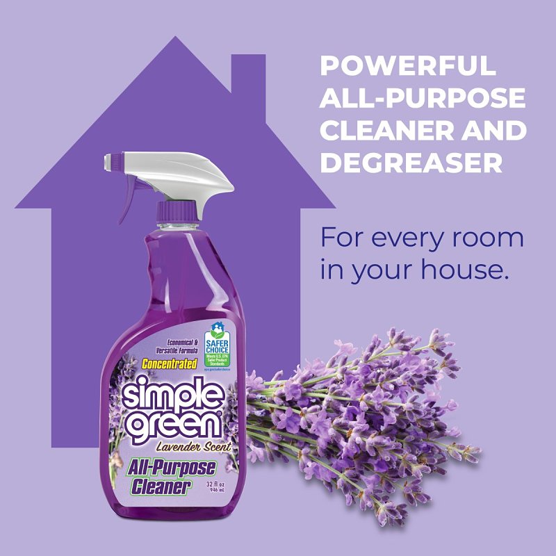 Simple Green 1610001200032 All-Purpose Cleaner, 32 fl-oz Spray Bottle, Liquid, Lavender, Purple