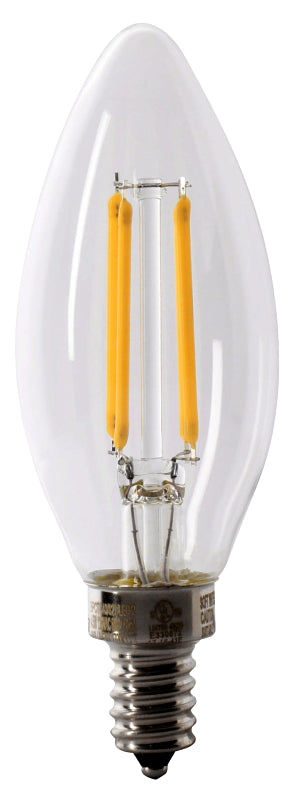 Feit Electric BPCTC40/927CA/FIL Filament LED Bulb, Decorative, B10 Lamp, 40 W Equivalent, E12 Candelabra Lamp Base