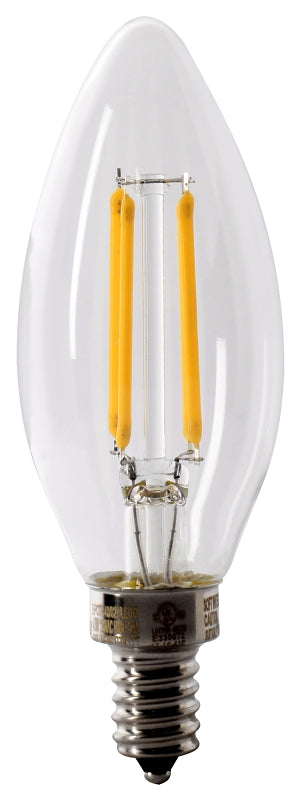 Feit Electric BPCTC60/950CA/FIL/2 Filament LED Bulb, Decorative, B10 Lamp, E12 Candelabra Lamp Base, Dimmable, Daylight, Pack of 6