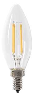 Feit Electric BPCTC40927CAFIL/4 Filament LED Bulb, B10 Lamp, 40 W Equivalent, E12 Candelabra Lamp Base, Dimmable, Clear