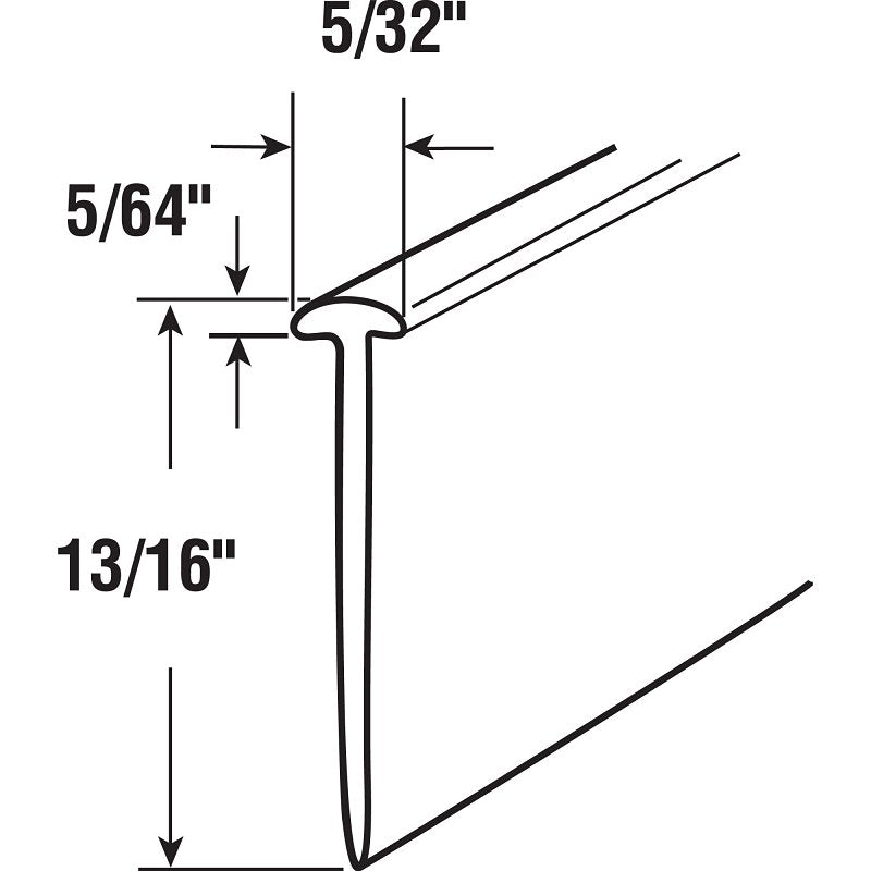 Prime-Line M 6230 Shower Door Bottom Seal, Half-Round, Vinyl, Black, Pack of 6