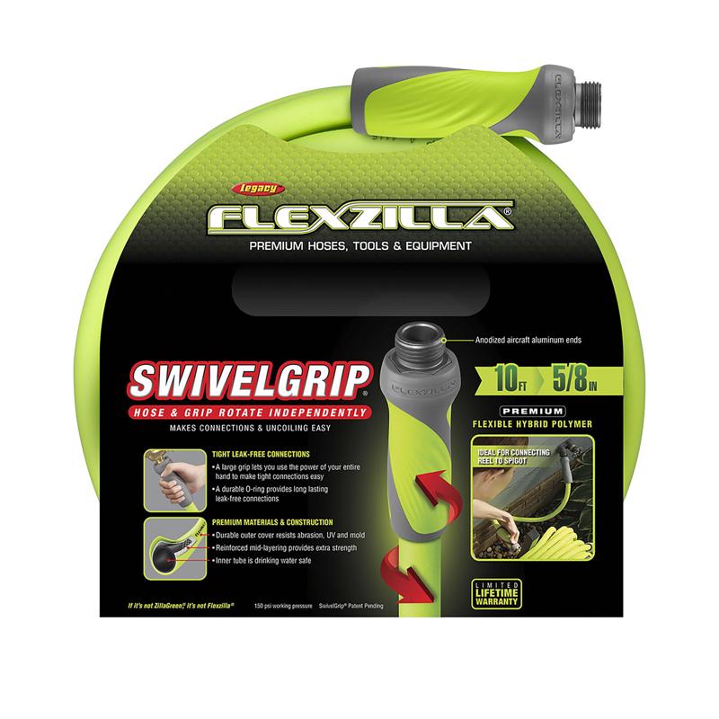 Legacy Flexzilla SwivelGrip 5/8 in. D X 10 ft. L Medium Duty Premium Grade Garden Hose