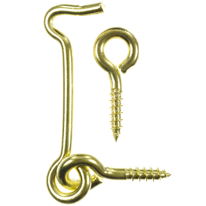 Ace Small Polished Brass Green Brass 2.5 in. L Hook and Eye 2 pk, Pack of 5