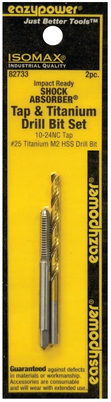 Eazypower SHOCK ABSORBER Series 82733 Tap and Drill Set, #10-24 Thread, UNC Thread, Straight Flute, HSS