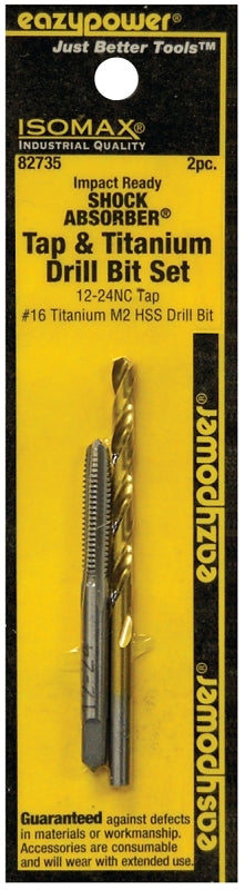 Eazypower SHOCK ABSORBER Series 82735 Tap and Drill Set, #12-24 Thread, UNC Thread, Straight Flute, HSS