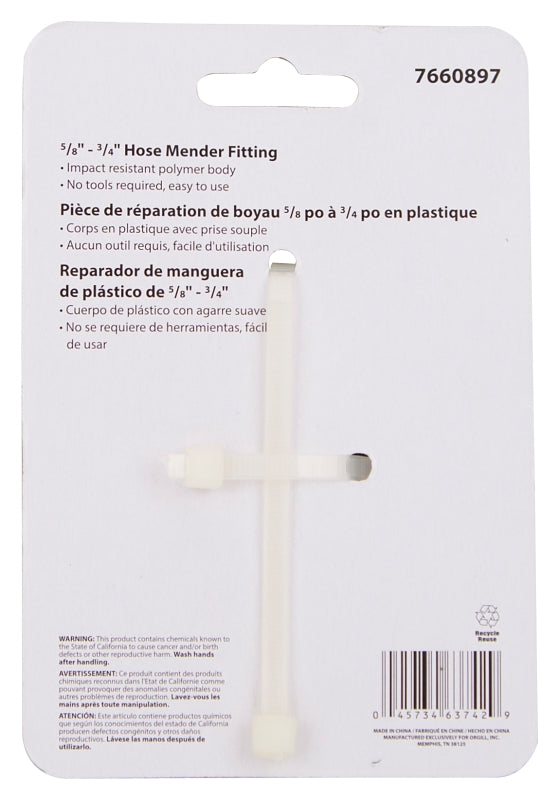 Landscapers Select GC628 Hose Mender, 5/8 to 3/4 in, Plastic, Yellow/Black