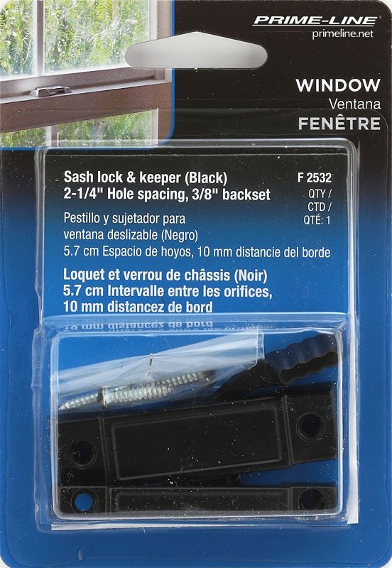 Prime-Line F 2532 Sliding Window Sash Lock, 2-1/2 in L x 23/32 in W Backplate, 2-1/4 in L Handle, Zinc, Painted
