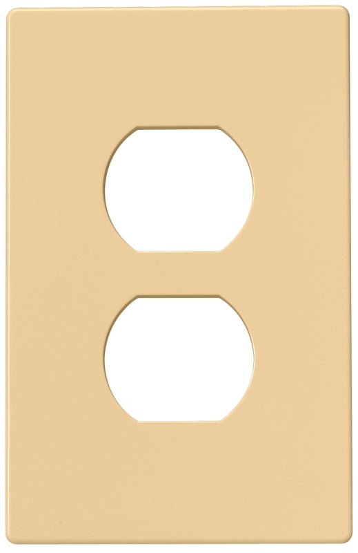 Eaton PJS8V Mid-Size Screwless Wallplate, 4-1/2 in L, 2-3/4 in W, 1-Gang, Polycarbonate, Ivory, High-Gloss