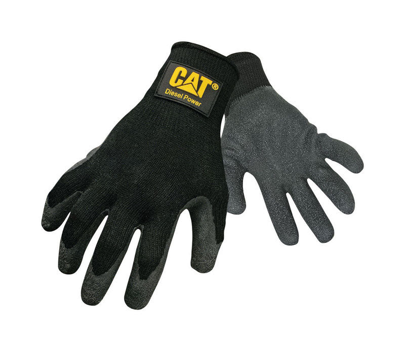 Cat Men's Indoor/Outdoor Dipped Work Gloves Black XL 1 pair, Pack of 12