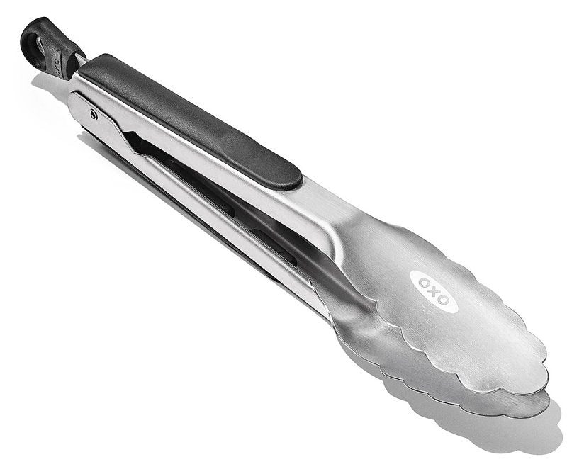 Good Grips 28481 Locking Tong, 9 in L, Stainless Steel, Black, Dishwasher Safe: Yes