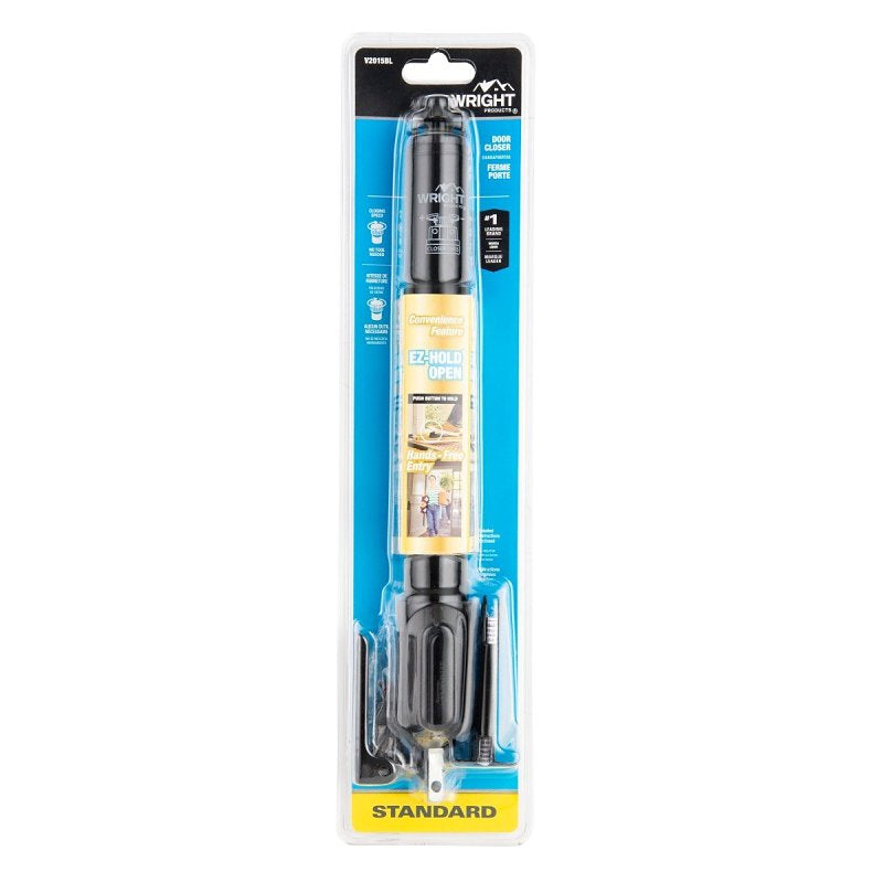 Wright Products V2015BL Pneumatic Screen and Storm Door Closer, 11-1/4 in Dia Rod, 12-3/4 in L, Gloss, 90 deg Opening