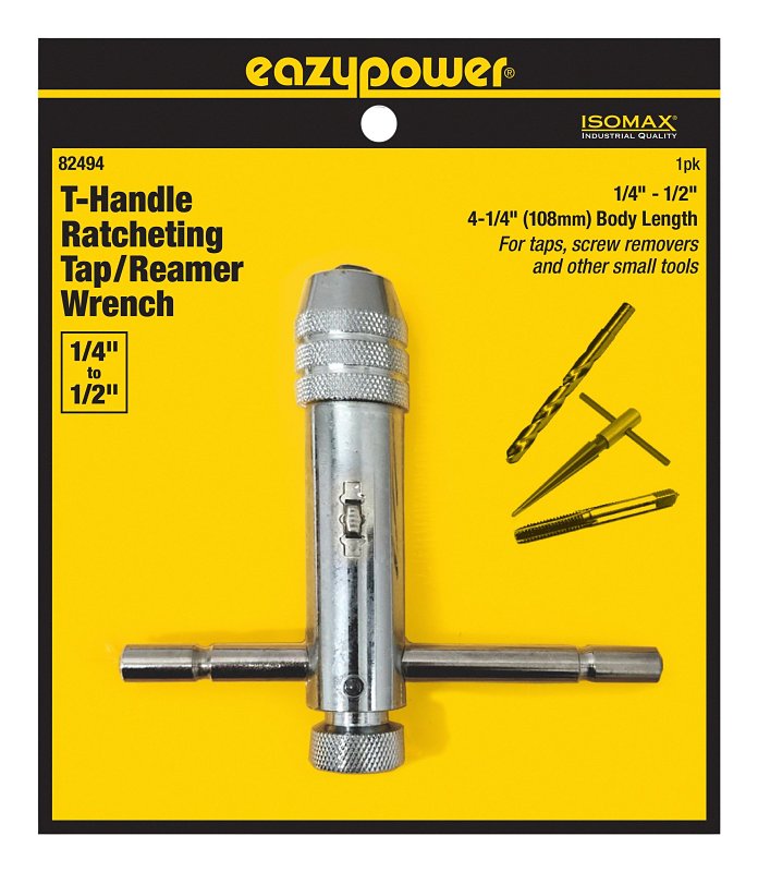 Isomax 82494 Tap and Die Ratcheting Wrench, 1/4 to 1/2 in Tap/Die, T Handle