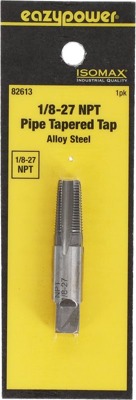 Isomax 82613 Pipe Tap, 1/8-27 Thread, NPT Thread, Taper Point, Tungsten Steel