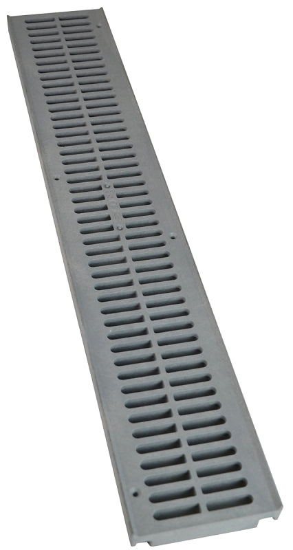 NDS 241-1 Drain Grate, 24 in L, 4.13 in W, Rectangular, 3/8 x 3-1/4 in Grate Opening, HDPE, Gray, ADA Compliant