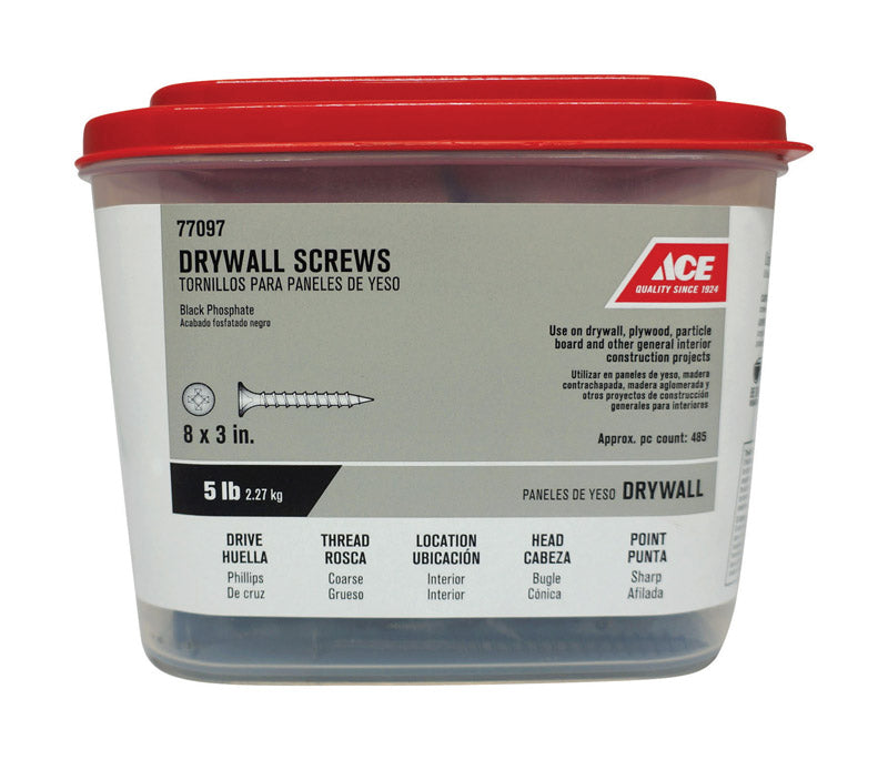 Ace No. 8 wire X 3 in. L Phillips Coarse Drywall Screws 5 lb 472 pk
