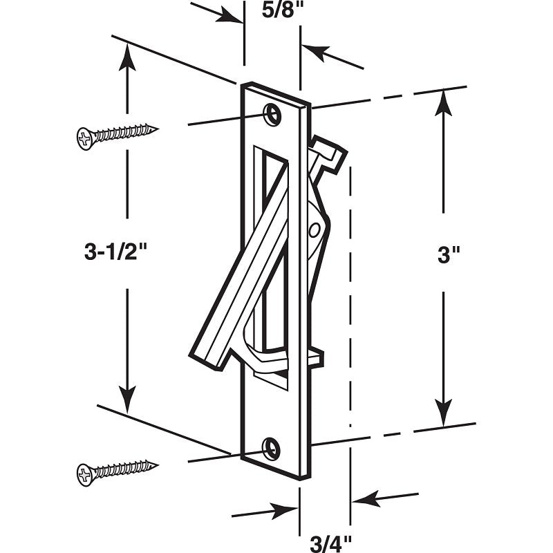 Prime-Line N 6768 Door Pull, 5/8 in W, 3/4 in D, 3-1/2 in H, Aluminum, Brass