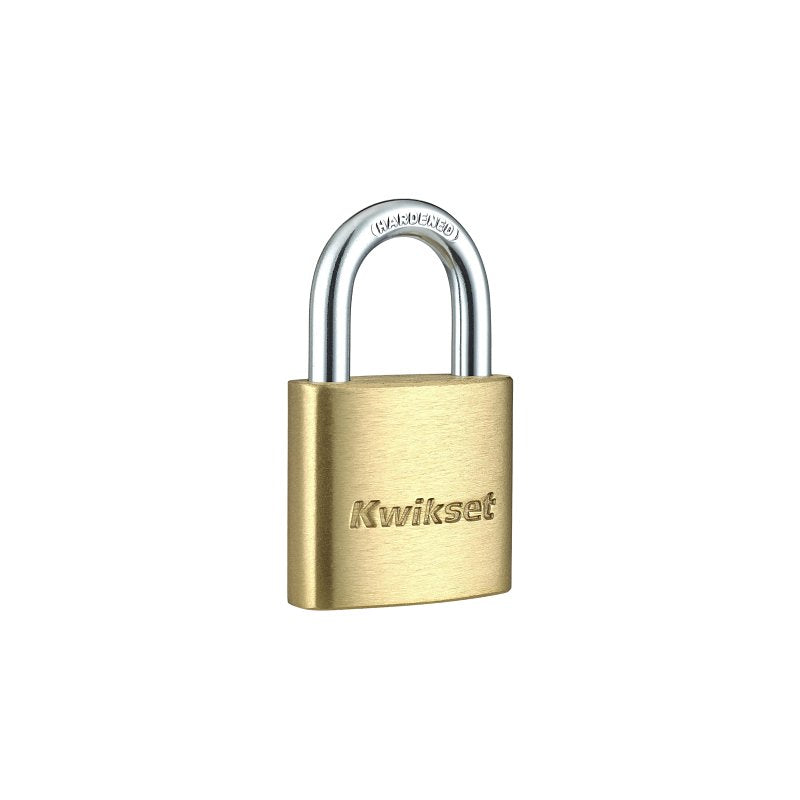 Kwikset 90260-300 Padlock, Keyed Different Key, 0.19 in Dia Shackle, 5/8 in H Shackle, Hardened Steel Shackle