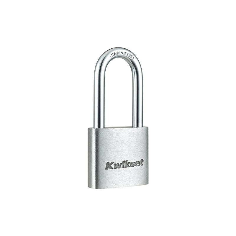 Kwikset 90260-427 Padlock, Keyed Alike Key, 0.24 in Dia Shackle, 1-1/2 in H Shackle, Hardened Steel Shackle