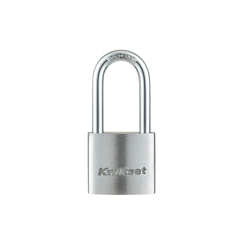 Kwikset 90260-427 Padlock, Keyed Alike Key, 0.24 in Dia Shackle, 1-1/2 in H Shackle, Hardened Steel Shackle