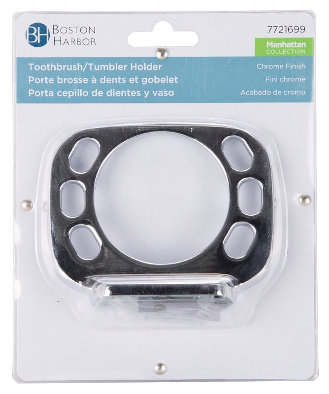 Boston Harbor PBC8534-3L Toothbrush/Tumbler Holder, Zinc, Chrome, Wall