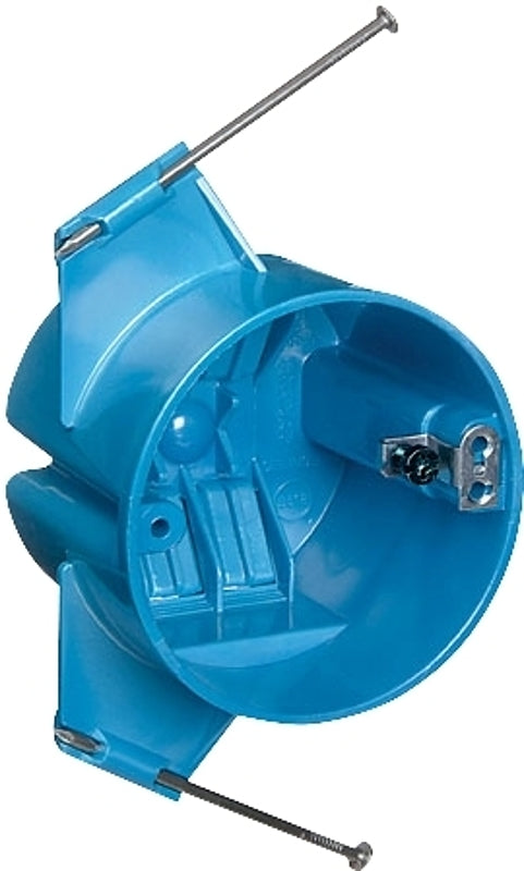 Carlon B520P-UPC Ceiling Box, Captive Nail Mounting, 4 in W, 4 in D, 2-1/4 in H, 1-Gang, Polycarbonate, Blue