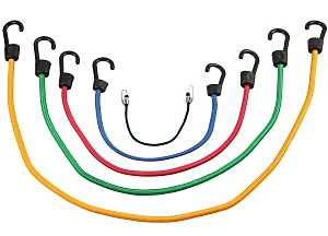 ProSource FH64030 Stretch Cord Set, Polypropylene, Black/Blue/Red/Green/Yellow, Hook End