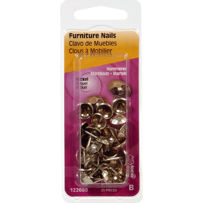 Hillman 122688 Furniture Nail, Nickel, Hammered Head, Pack of 6