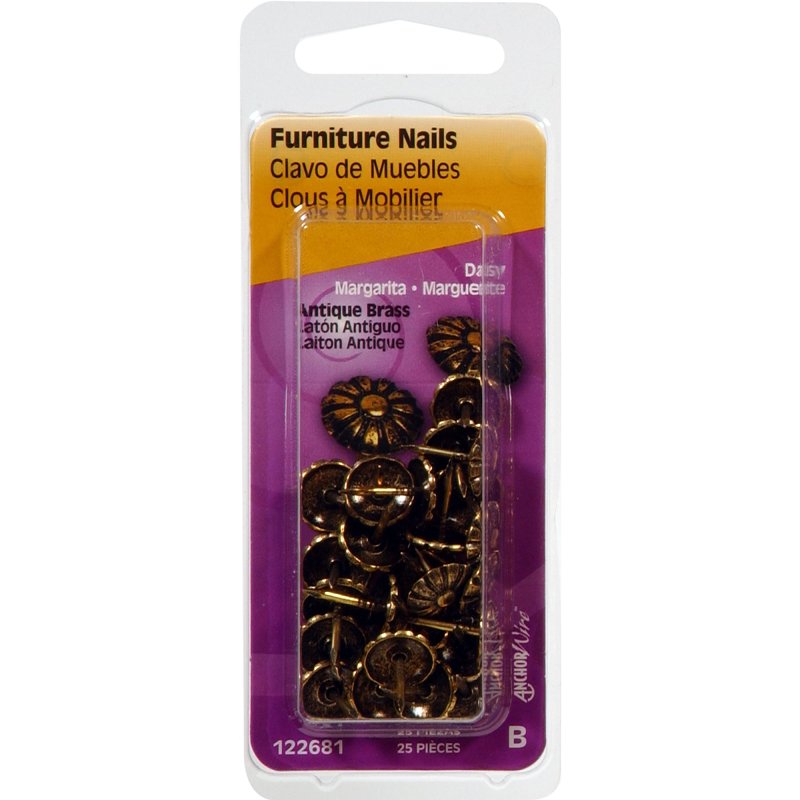 Hillman 122681 Furniture Nail, Antique Brass, Daisy Head, Pack of 6