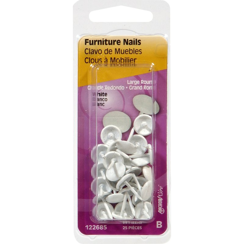 Hillman 122685 Furniture Nail, White, Round Head, Pack of 6