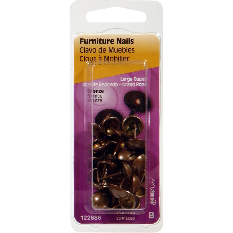 Hillman 122686 Furniture Nail, 7/16 in L, Bronze, Round Head, Pack of 6
