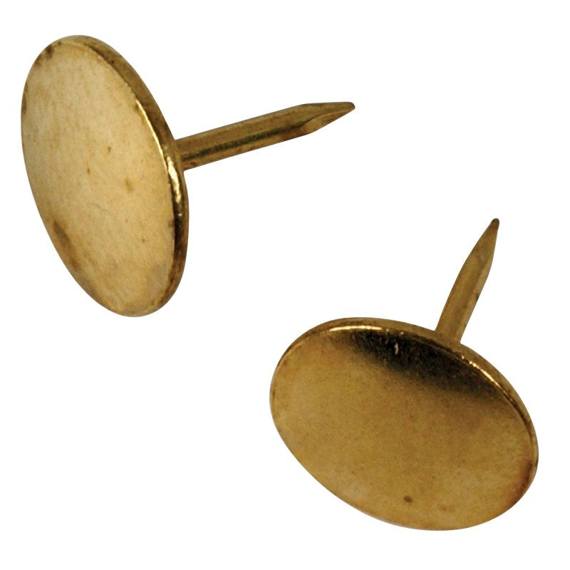 Hillman 122672 Thumb Tack, 15/64 in Shank, Steel, Brass, Cap Head, Sharp Point, Pack of 6