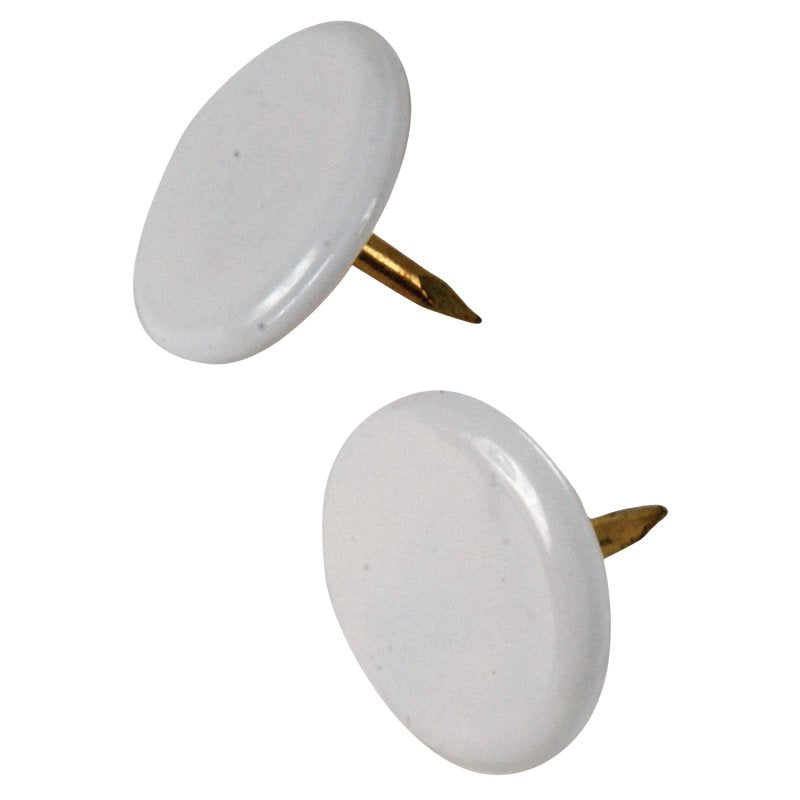 Hillman 122674 Thumb Tack, 15/64 in Shank, Steel, Painted, White, Cap Head, Sharp Point, Pack of 6