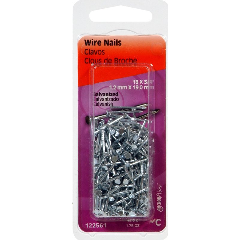 Hillman 122564 Wire Nail, 1-1/4 in L, Steel, Galvanized, Flat Head, Smooth Shank, 1.5 oz, Pack of 6