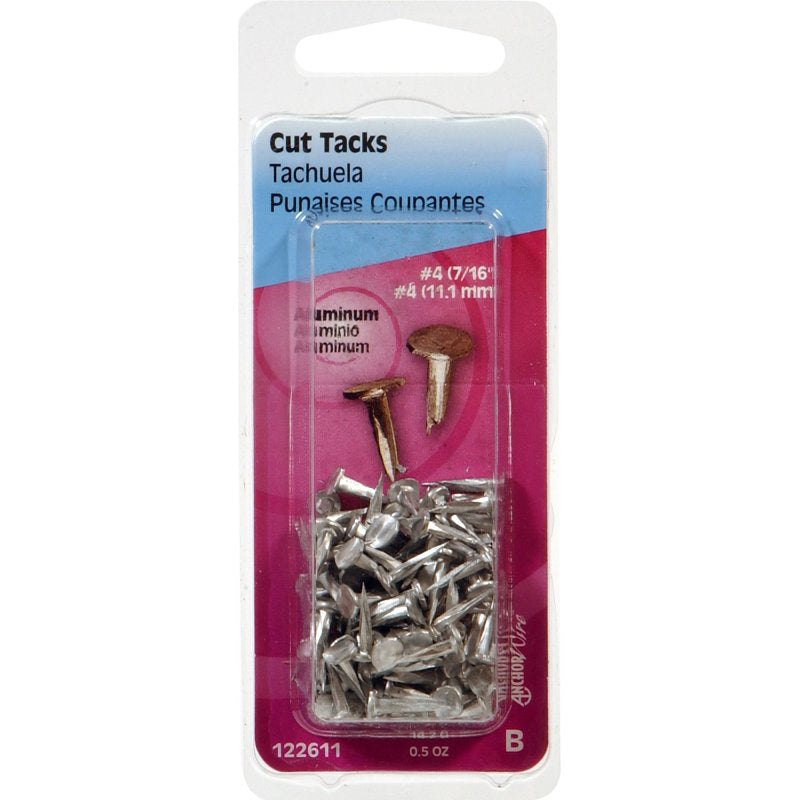 Hillman 122611 Cut Tack, #4 Head, 7/16 in L, Aluminum, Pack of 6