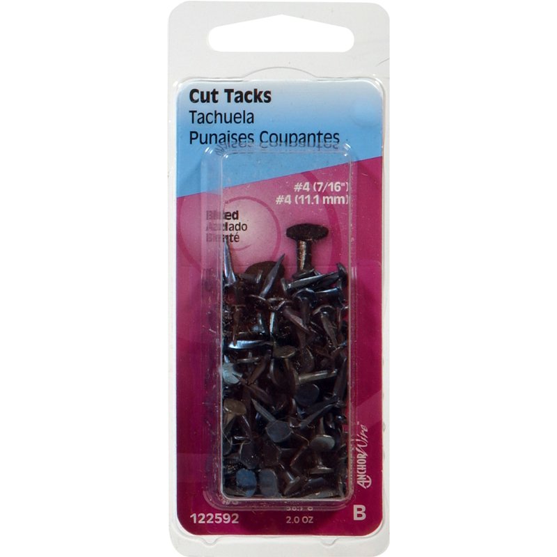 Hillman 122592 Cut Tack, 7/16 in L, Steel, Sharp Point, Pack of 6