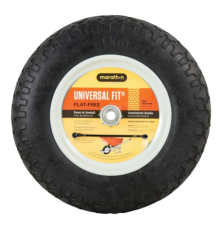 Arnold 00270 Wheelbarrow Wheel, 14-1/2 in Dia Tire, Knobby Tread, Polyurethane Tire