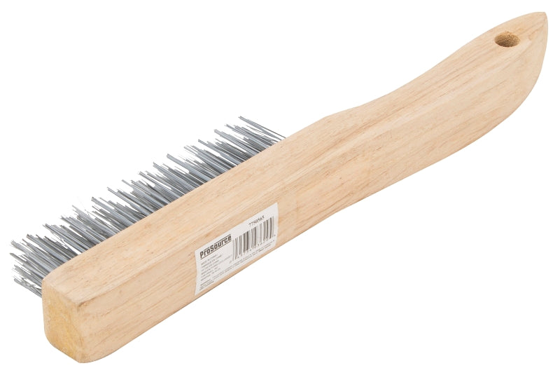 ProSource TGE-SWB416 Wire Brush, 4-1/2 in L Brush, 3/4 in W Brush, Zinc Bristle, Wood Handle, Shoe Handle, 5 in L Handle