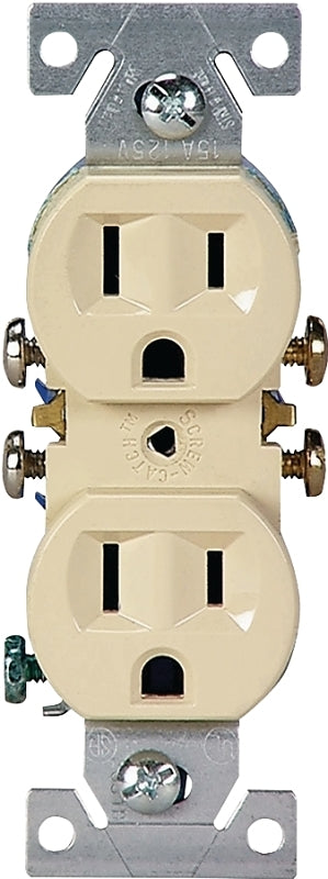 Eaton Wiring Devices 270V/10 Duplex Receptacle, PVC, Ivory, 2-Pole, 3-Wire, 125 V, Push-in, Side Wiring, NEMA: 5-15R