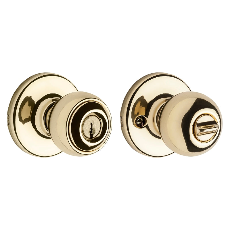 Kwikset 400P3CPK6 Entry Knob, Knob Handle, Polished Brass, K6 Keyway, 3 Grade