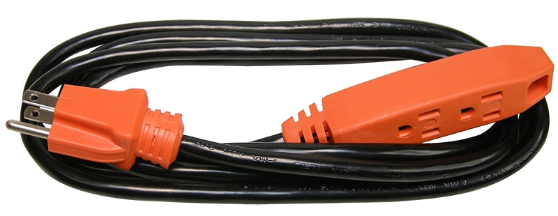 PowerZone OR890708 Extension Cord, 8 ft L, Grounded Plug, 15 A, 125 V, Black/Orange