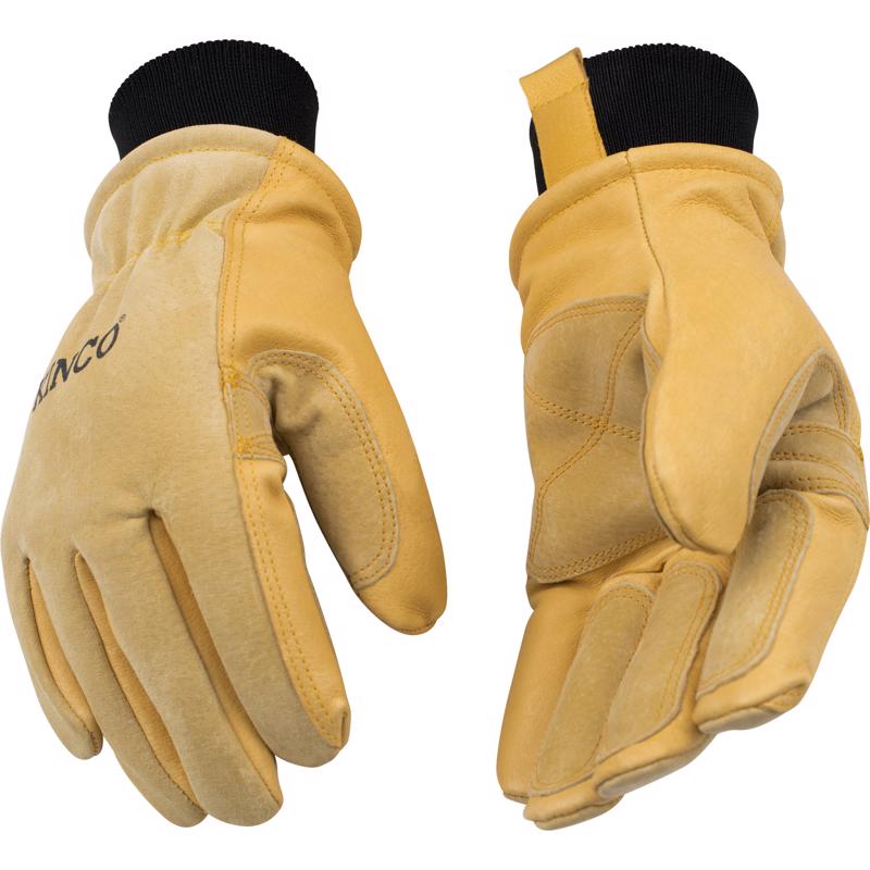 Kinco XL Pigskin Leather Cold Weather Black/Gold Ski Gloves