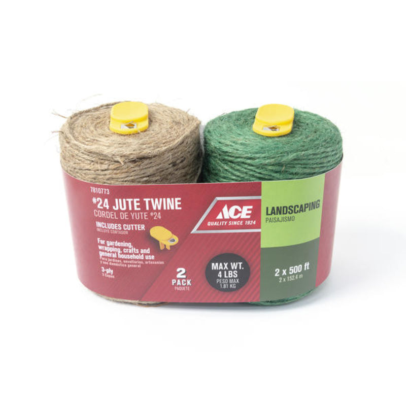 Ace #24 in. D X 500 ft. L Green/Natural Twisted Jute Twine