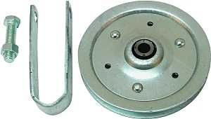 Prime-Line GD 52108 Pulley with Strap and Axle Bolt, 4 in Dia, 3/16 in Dia Bore, Steel