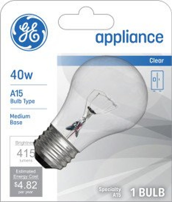 GE 15206 Light Bulb, 40 W, A15 Lamp, E26 Medium Lamp Base, 415 Lumens, 2700 K Color Temp, Soft White Light, Pack of 12