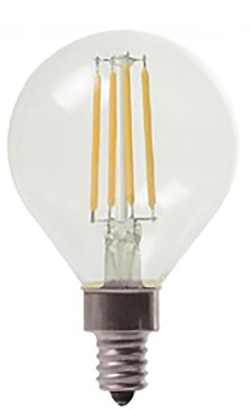 GE 24535 LED Bulb, Decorative, G16.5 Lamp, 40 W Equivalent, E12 Candelabra Lamp Base, Dimmable, Clear, Soft White Light
