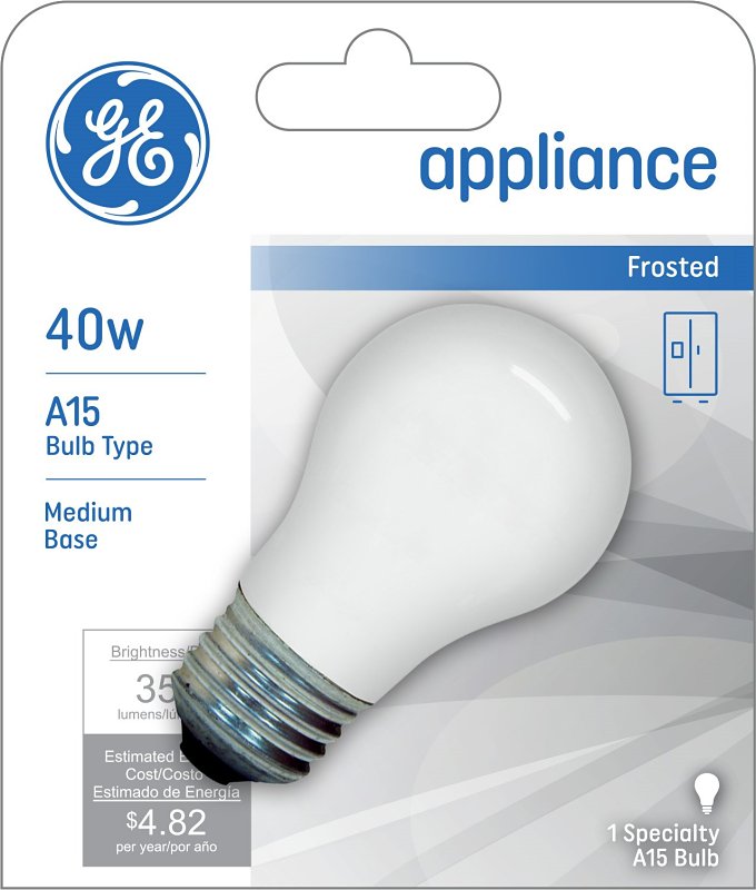 GE 27495 Ceiling Fan Bulb, 40 W, A15 Lamp, E26 Medium Lamp Base, 355 Lumens, 2700 K Color Temp, Frosted Light, Pack of 6